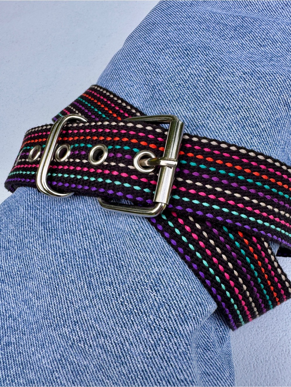 Rainbow Grommet Canvas Belt